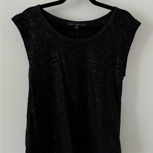 White House Black Market Black Textured Cap Sleeve Tank Top